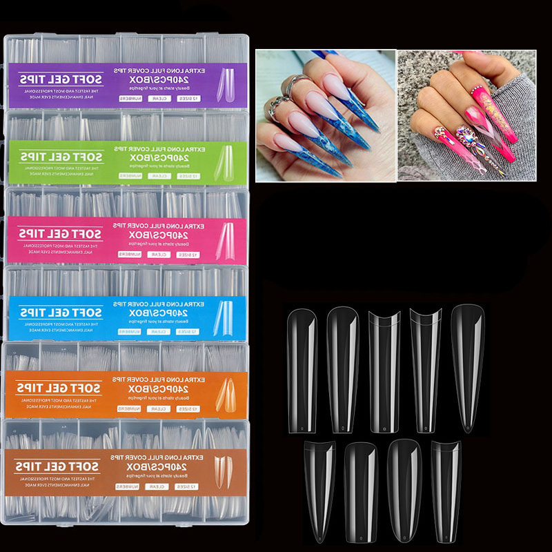 Nail Art Xxl - 240 Stück XXL-Kunstnägel, extra lange Ballettnägel,