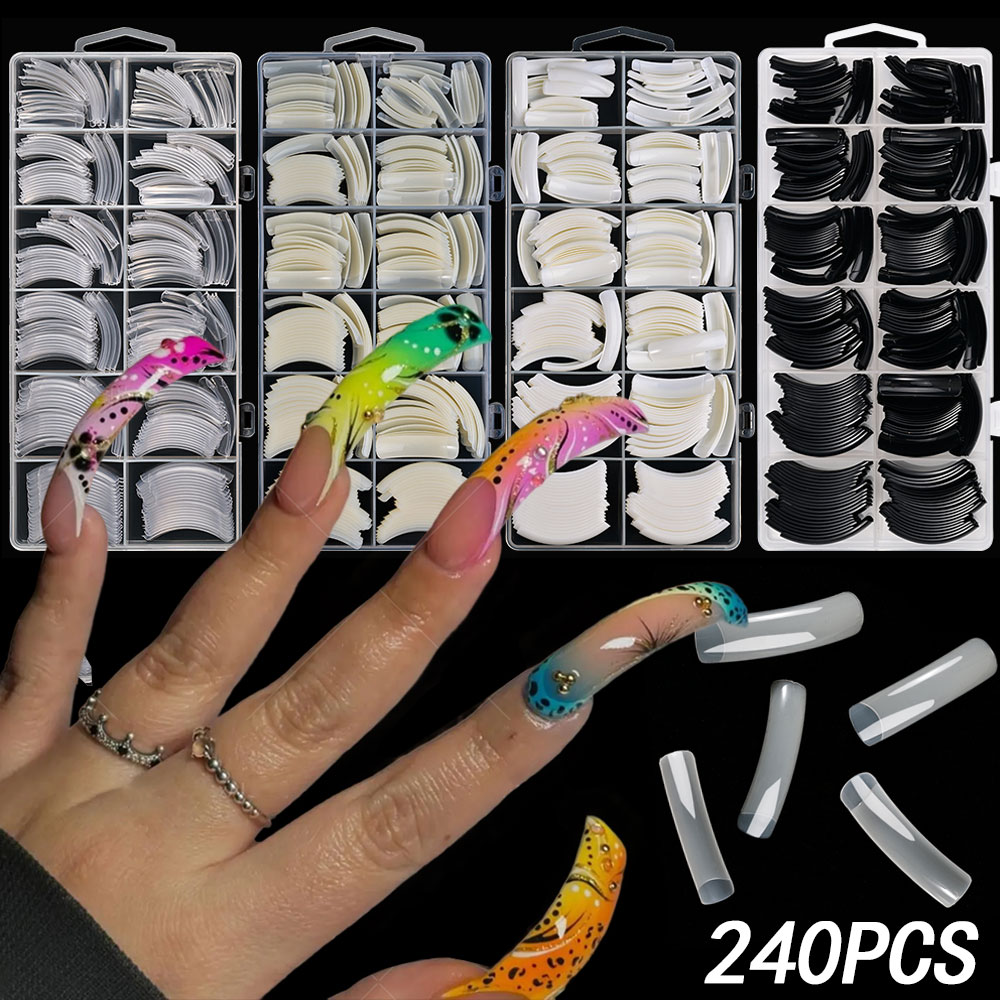 Nail Art Xxl - 240PC Hawk gebogene lange quadratische künstliche