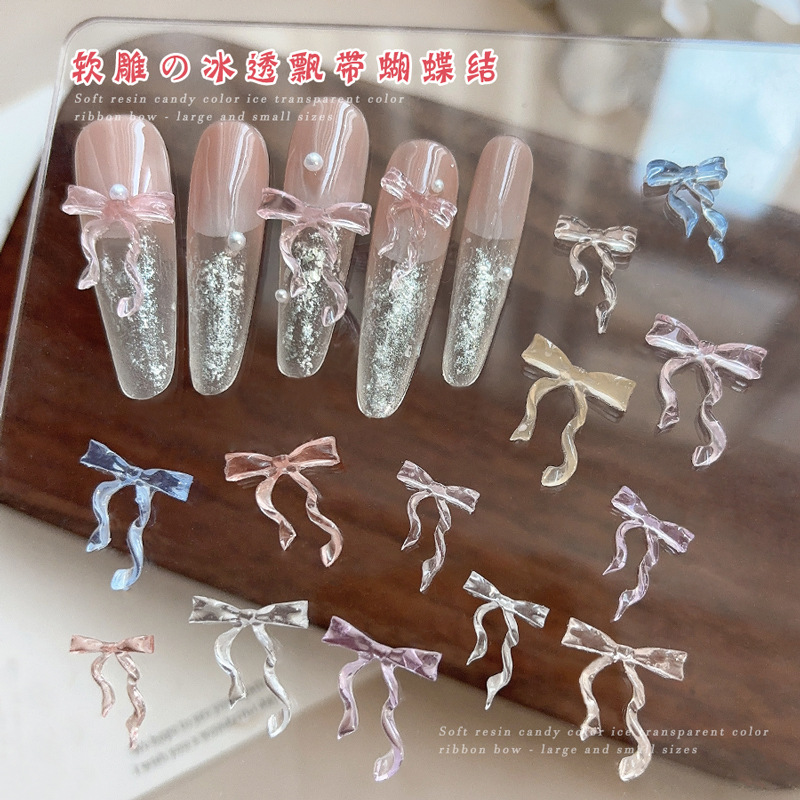 Nail Art Pink Soft - 30PCS Fee Eis Transparent Rosa Blau