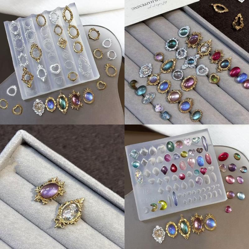 Nail Art Zone - Z. Retro Bilderrahmen Edelstein Barock Muschel-Gravur