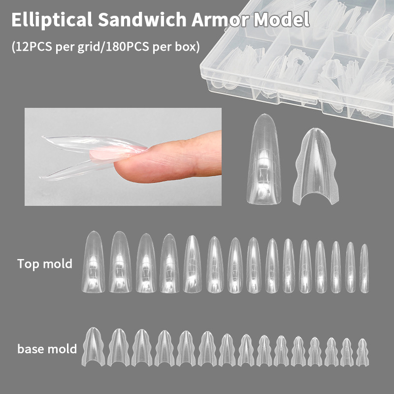 Nail Art Zone - Z. 180 Stück/Box Sandwich Dual-Nagelformen 15