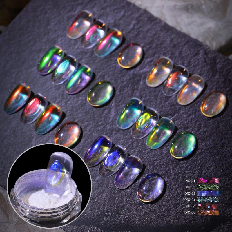 Nail Art Zone - Z. Nagelglitter Aurora Eis Transparentes Laser-Regenbogen-Spiegel-Gel