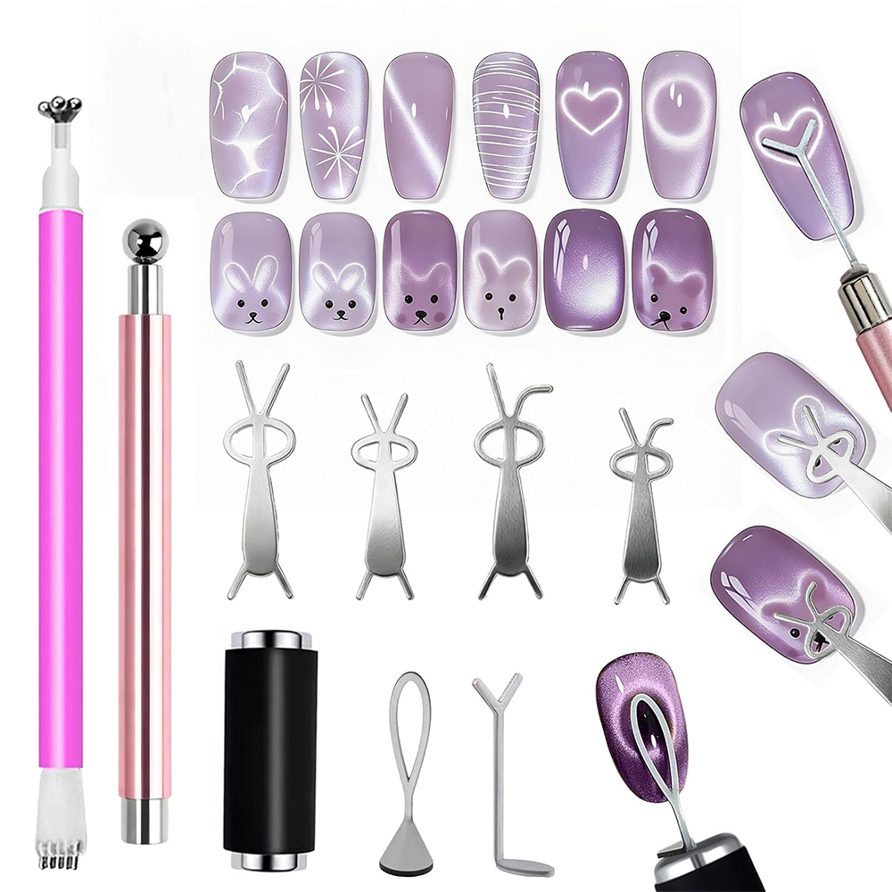 Nail Gel Polish Set - 10-teiliges Katzenauge-Nagelmagnet-Set Magnetische Stäbchen für Nagelkunst