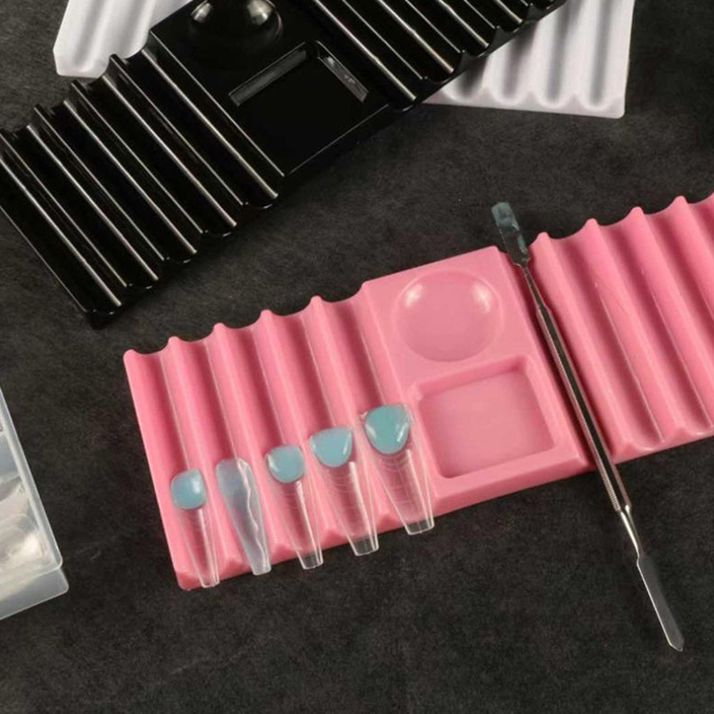 Nail Art Zone - Nagelkunst-Stifthalter, Nagelverlängerungs-Formtablett, Dual-Zonen-Klebermischpalette, Maniküre-Aufbewahrungsorganizer für den