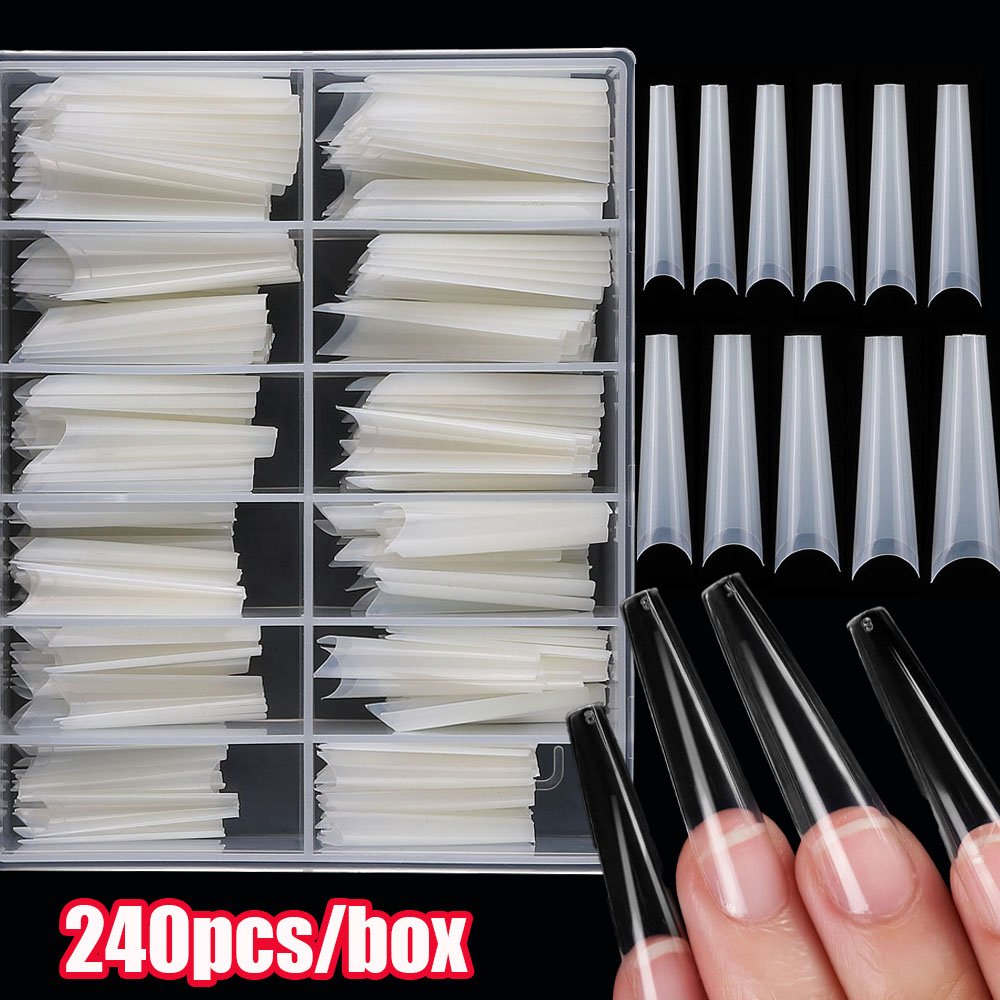 Nail Art Xxl - 240 Stück extra lange C-Kurve gerade